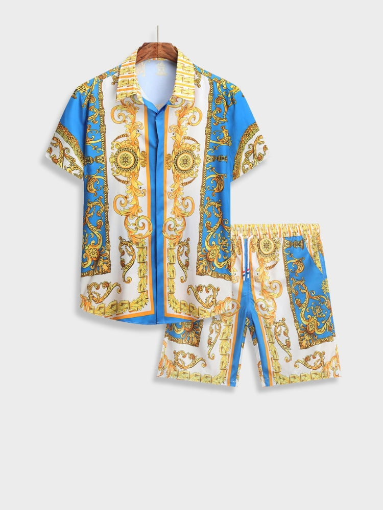 Ensemble short et chemise boutonnée pour homme