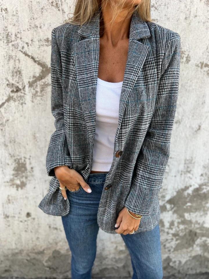 Blazer d'hiver stylé à carreaux pour femme