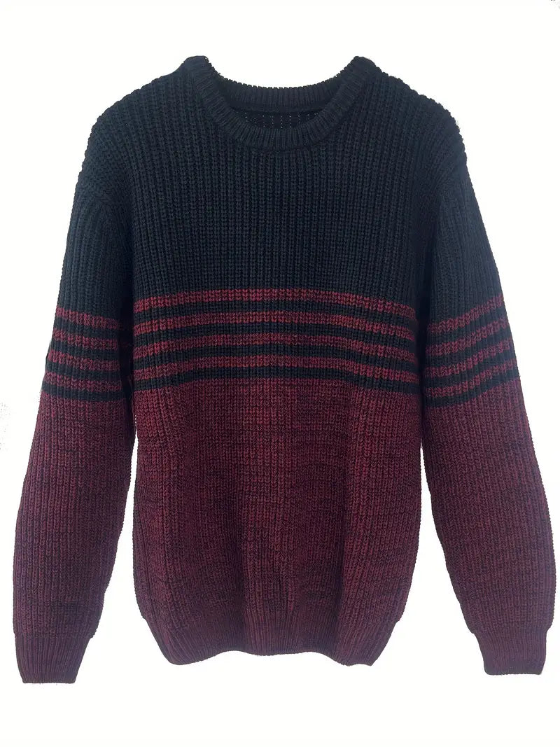 Pull rayé tendance col rond