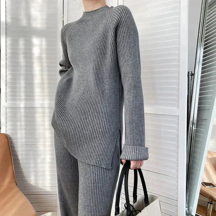 Écharpe Femme Pull Tricoté avec Pantalon Large
