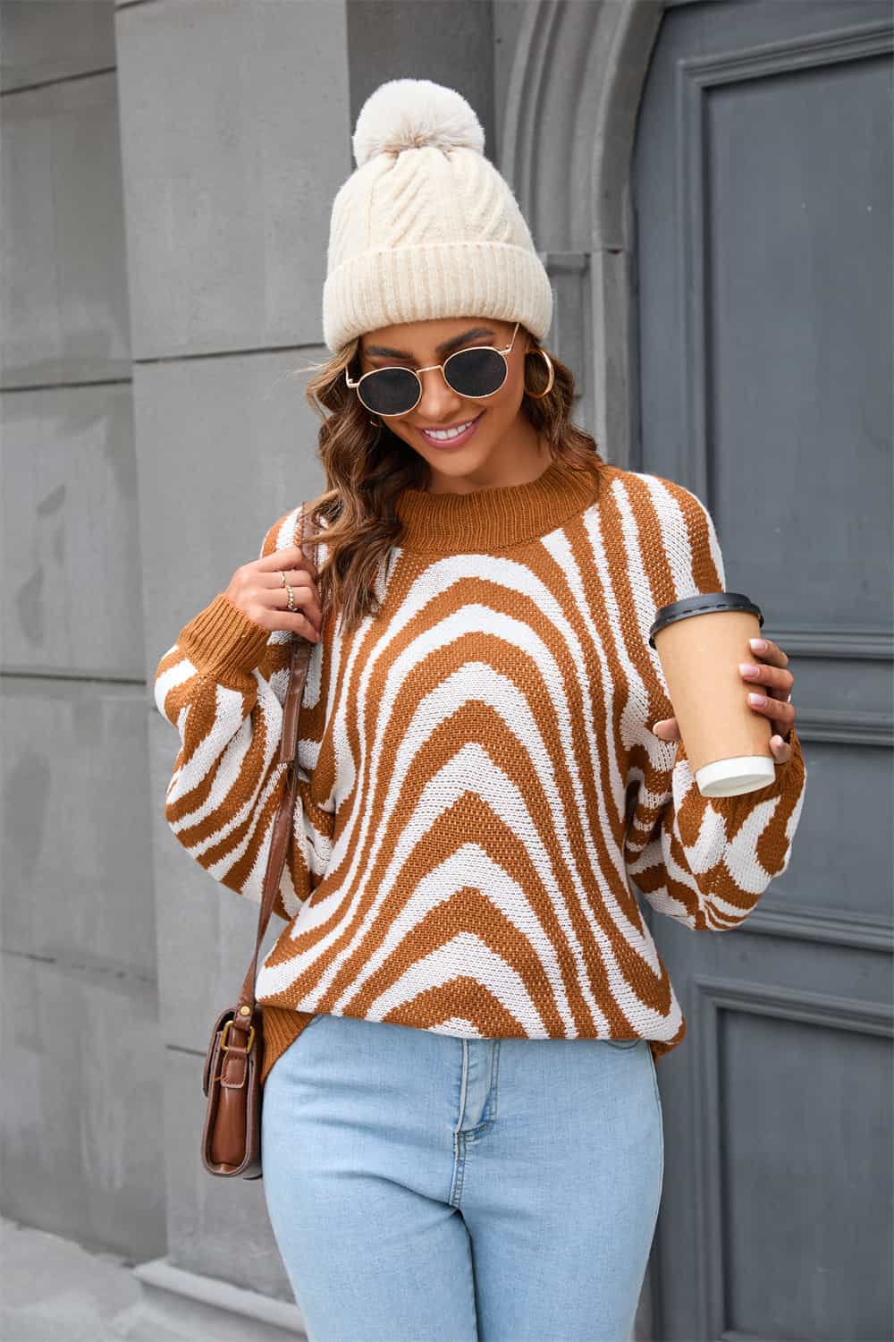 Sweat-shirt tendance col rond bleu azur