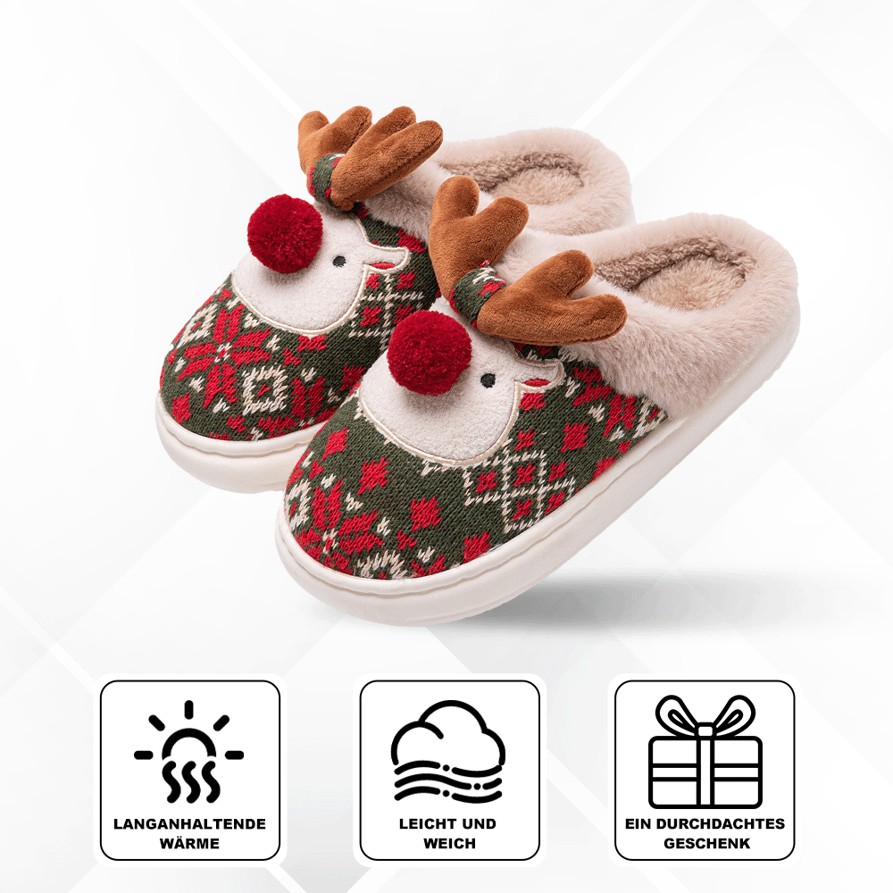 Pantoufles de Noël Renne Douces et Chaudes