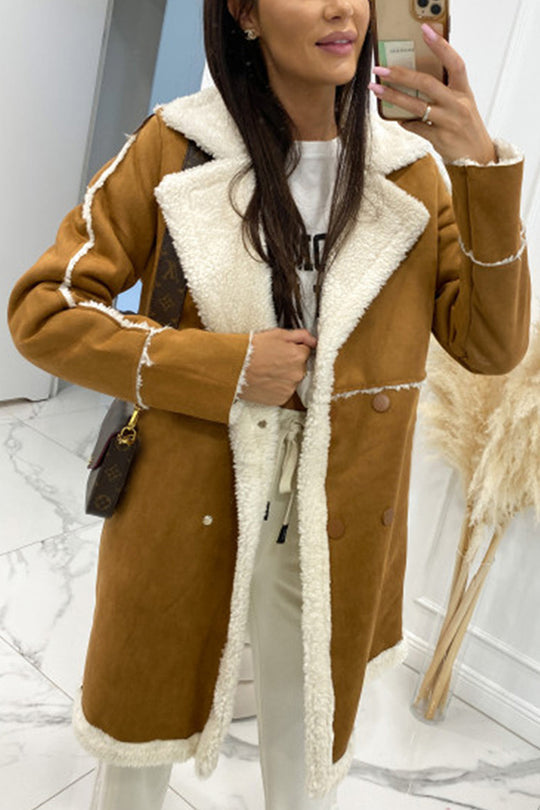 Veste en laine d'agneau patchwork look décontracté