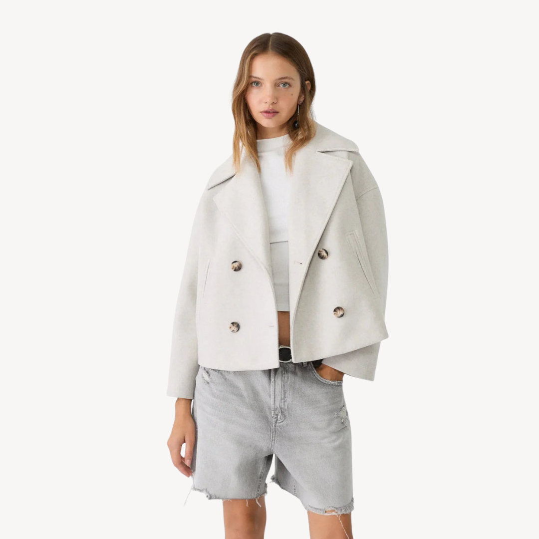 Peacoat court en laine élégant pour femme
