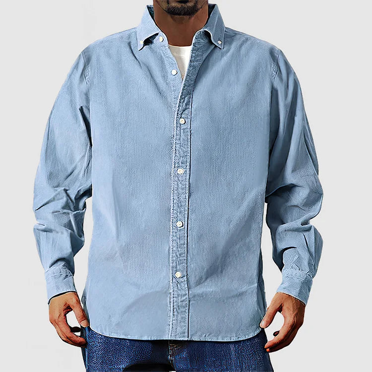 Vox | Chemise élégante en velours côtelé beige