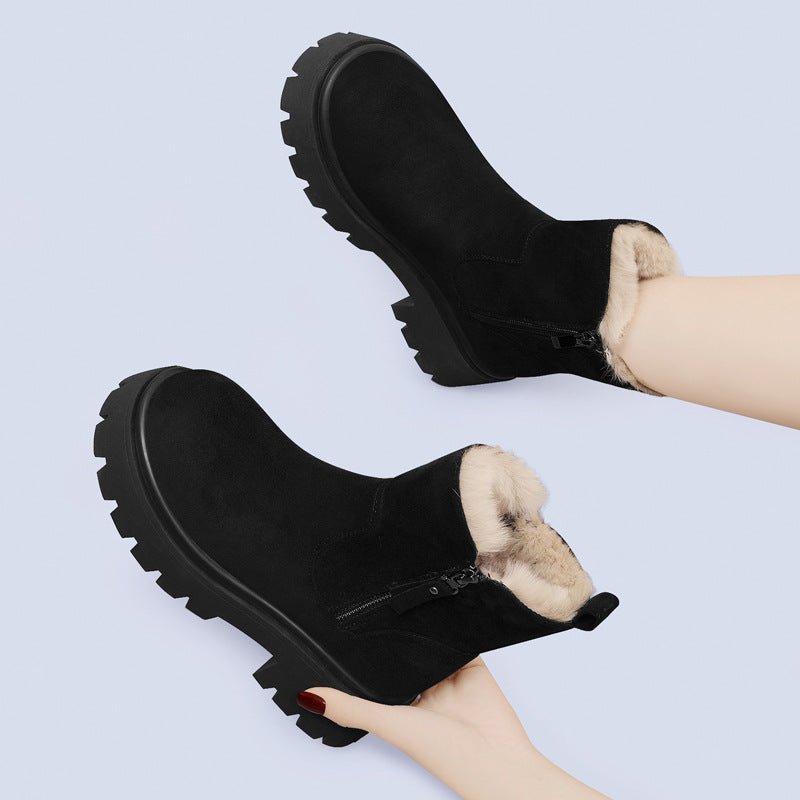 Bottes d'hiver femme fourrées fausse fourrure chaudes