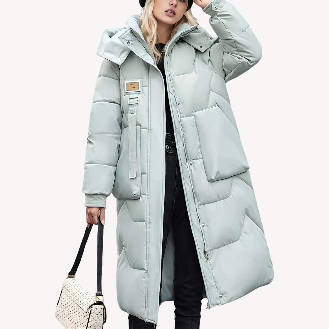 Manteau d'hiver long pour femme avec capuche, style parka