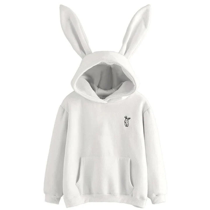 Sweat-shirt à capuche pour femme, oreilles de lapin, douillet