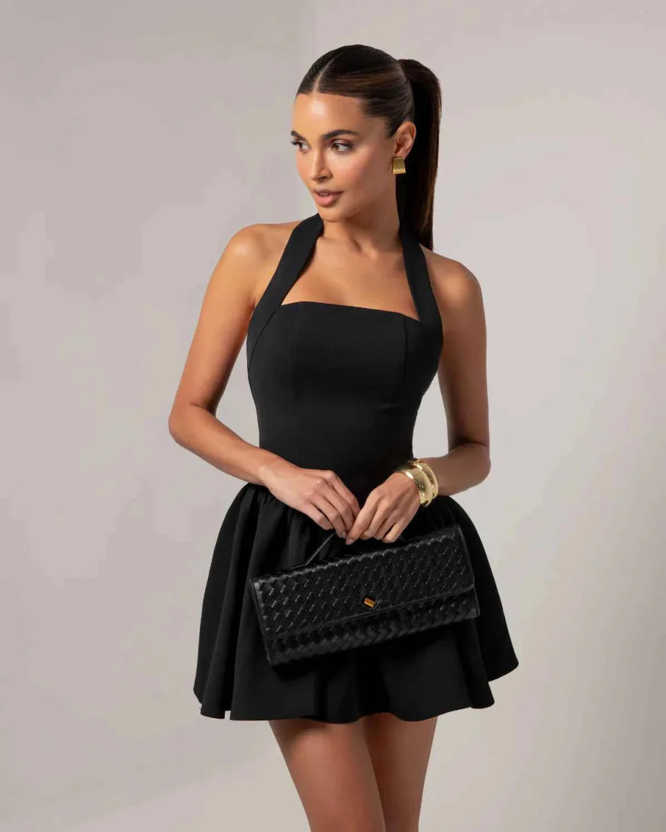 Mini-robe sexy à col rond