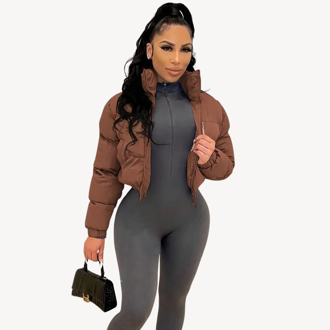 Parka court matelassé zippé pour femme