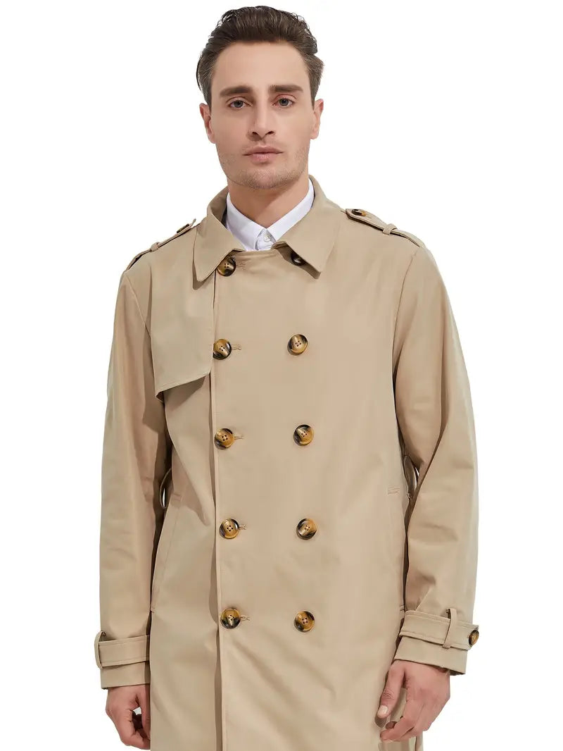 Trench-coat classique croisé pour homme