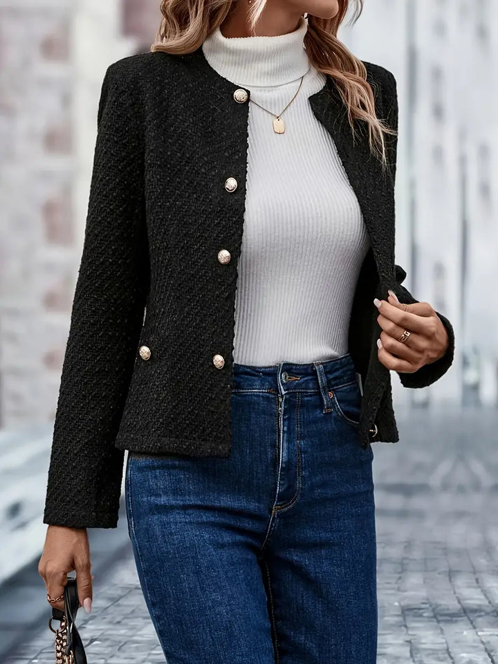 Stilvolle Damenjacke Einfarbig Slimfit - IdealeKleiden