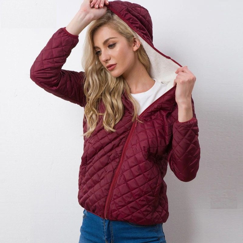 Veste d'hiver élégante pour femme, doublée chaude