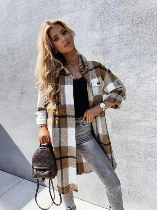 Blouse décontractée femme à carreaux chemise loisirs