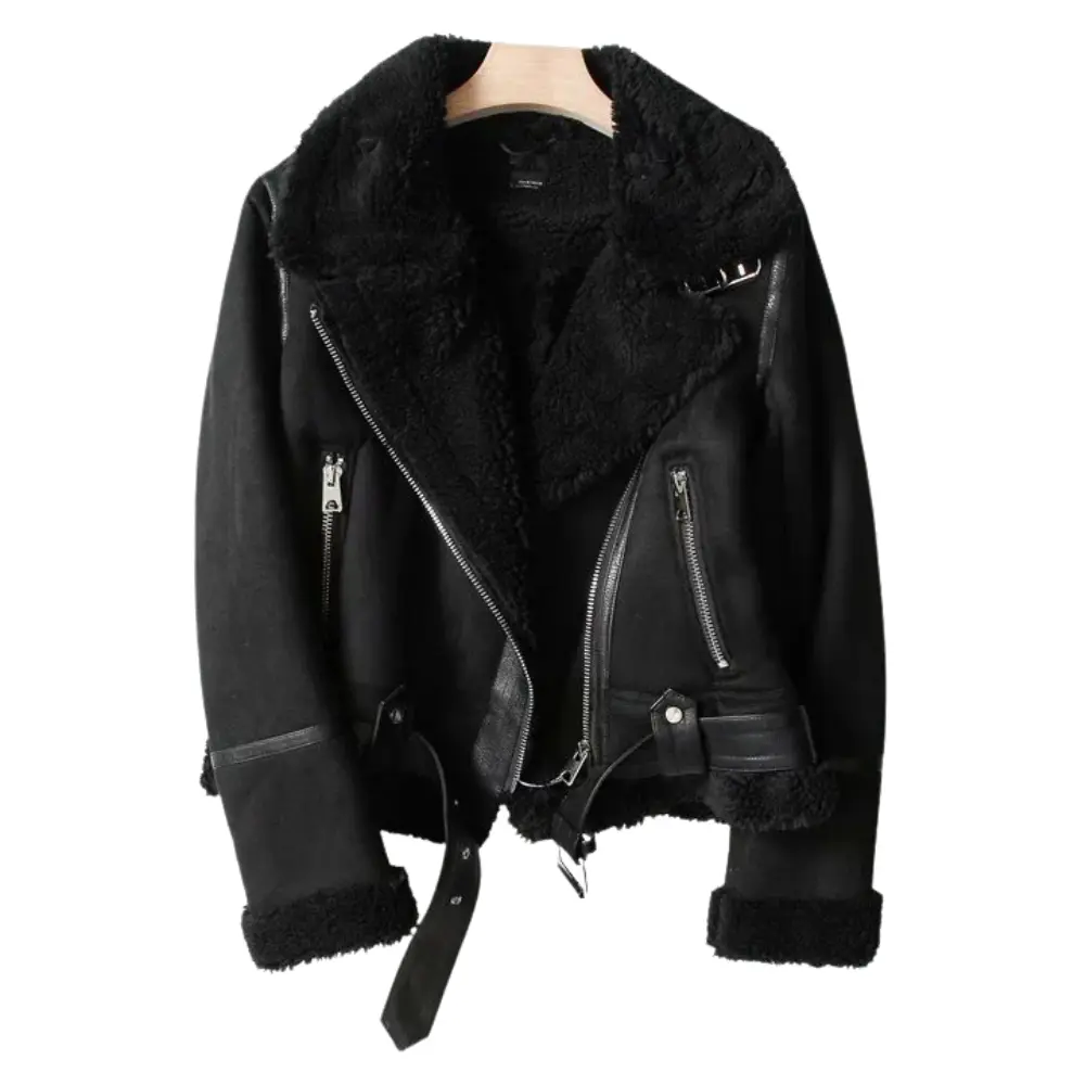 Blouson en cuir suédé tendance pour femme