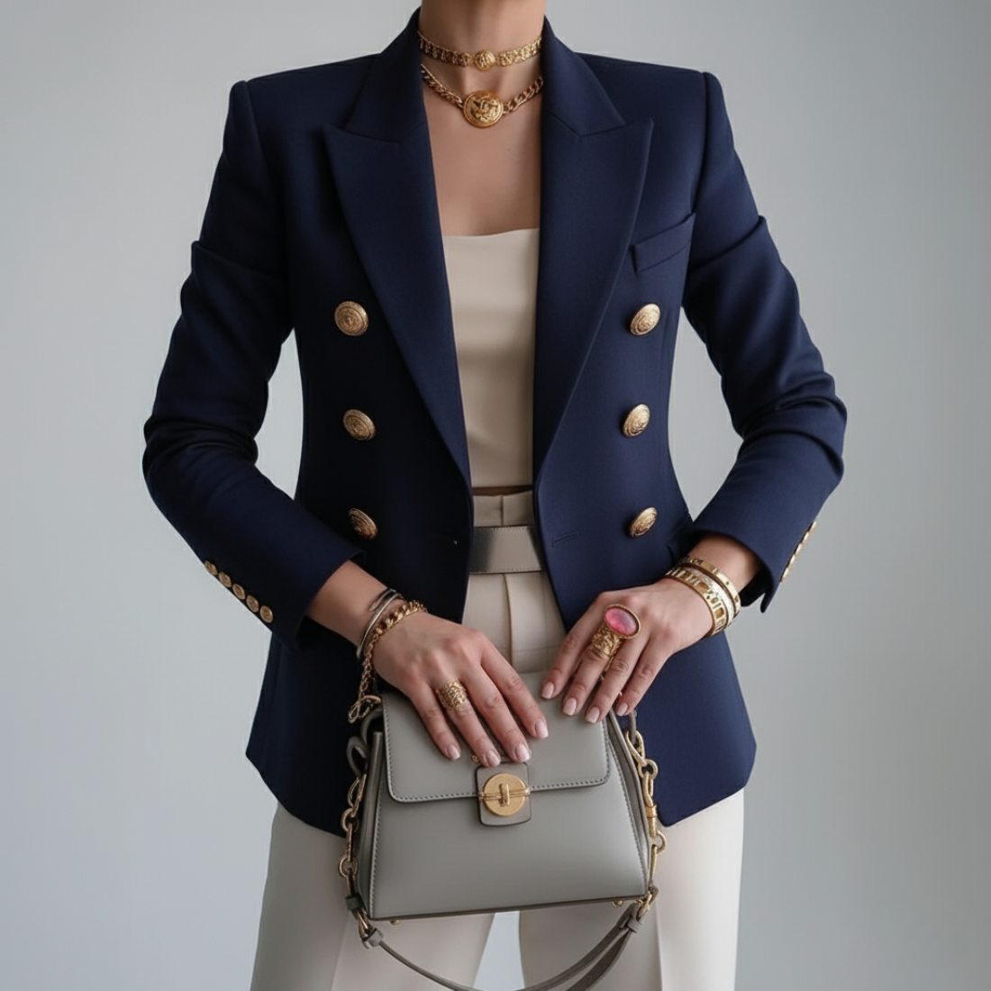 Blazer chic et moderne pour femme, double boutonnage