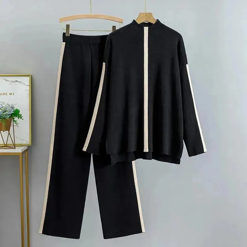Ensemble tailleur-pantalon bicolore moderne pour femme