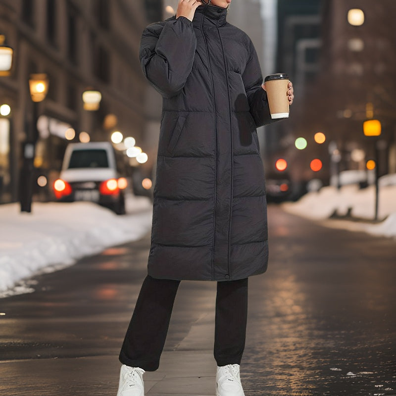 Damen Pufferjacke Lang Winterwarm - IdealeKleiden