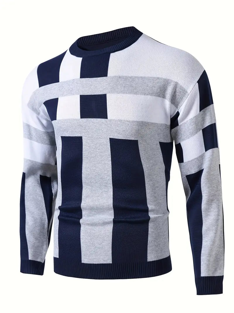 Pull col rond color block style moderne