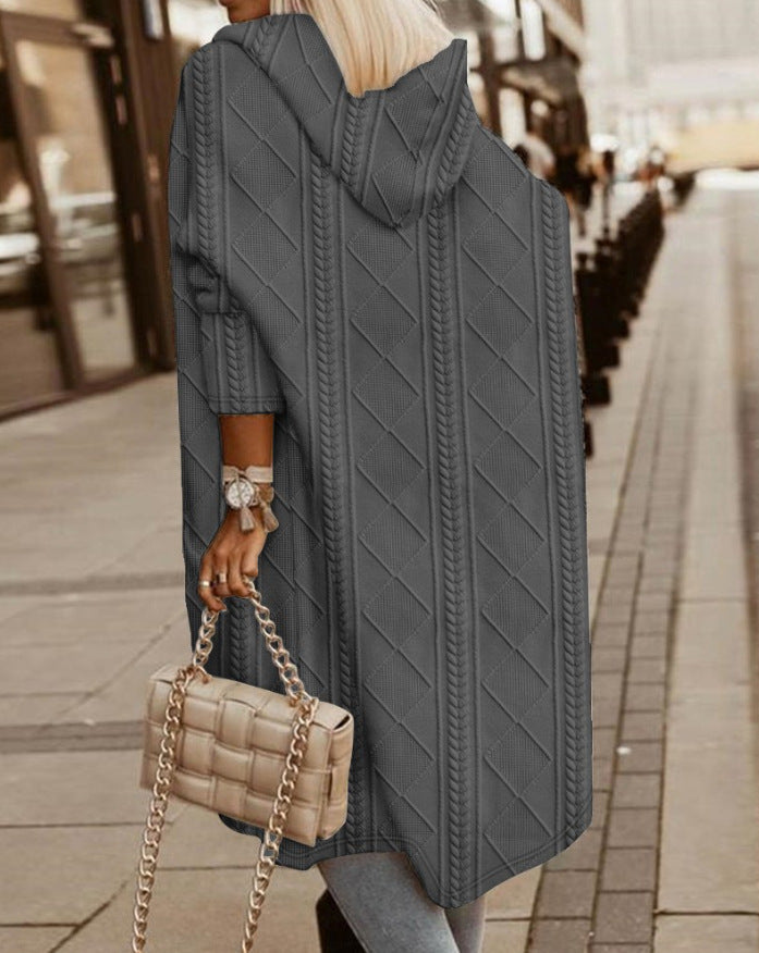 Veste à capuche douillette longue en coton pour femme