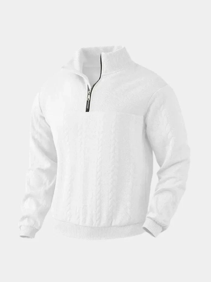 Pull classique col montant zippé pour homme