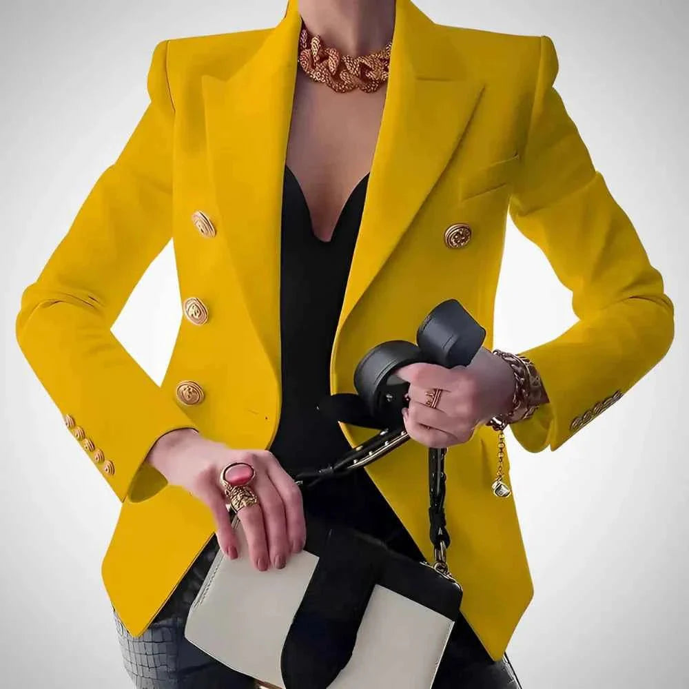 Blazer femme double boutonnage boutons dorés de luxe