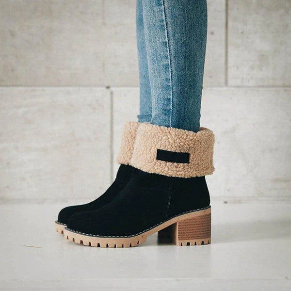 Bottes de neige élégantes en cuir, chaudes et confortables