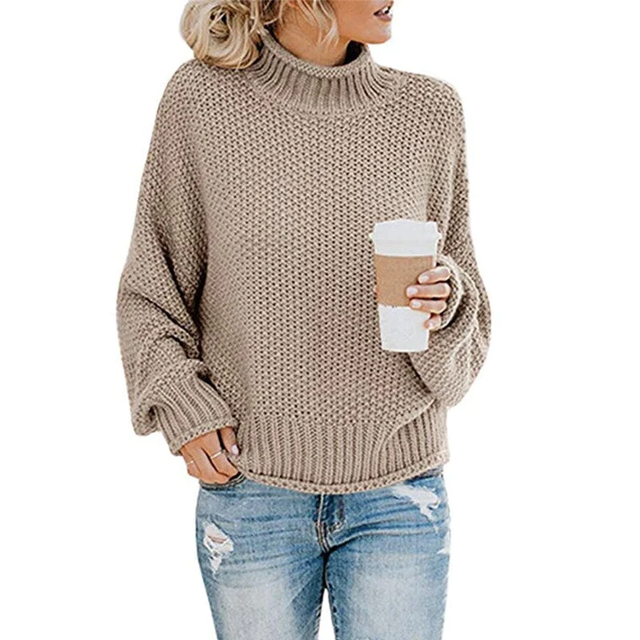 Pull à col roulé doux en grosse maille
