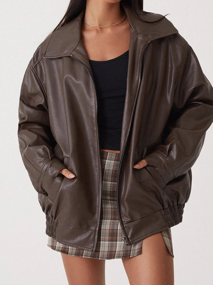 Veste de motard oversize zippée