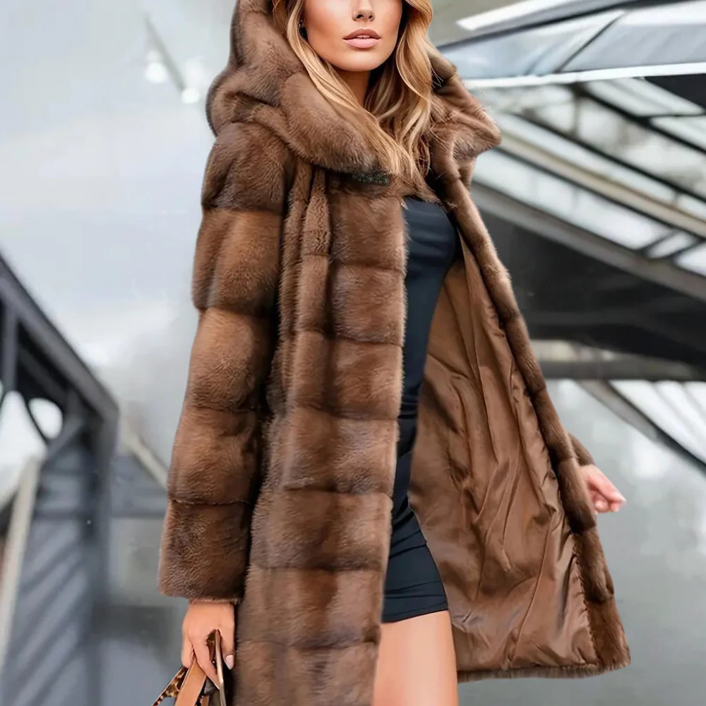 Kunstpelz Trenchcoat Damen Elegant - IdealeKleiden
