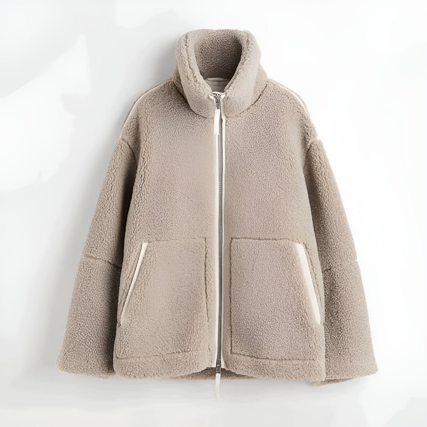 Veste en sherpa douce zippée pour femme Hiver