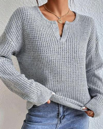 Pull Femme Doux Col V Mélange Laine