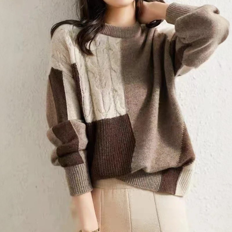 Pull doux pour femme, manches longues, col rond