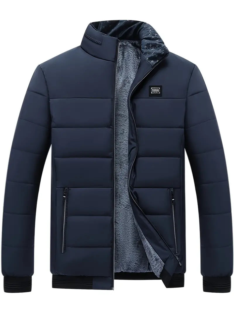 Veste d'hiver homme tendance Col montant Doublure intérieure en velours