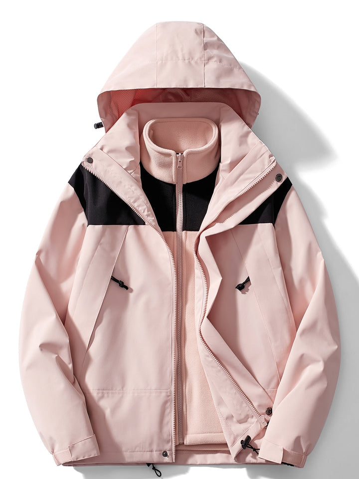 Veste imperméable outdoor 3-en-1 Veste coupe-vent fonctionnelle Capuche amovible