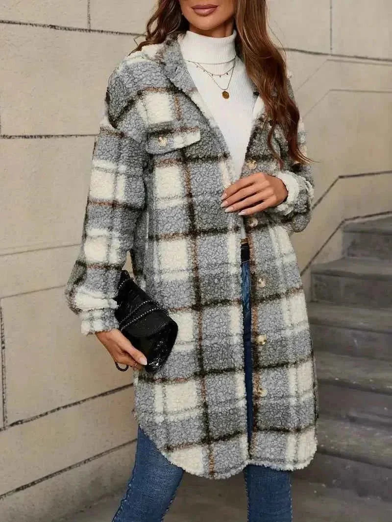 Trench-coat à carreaux doux pour femme