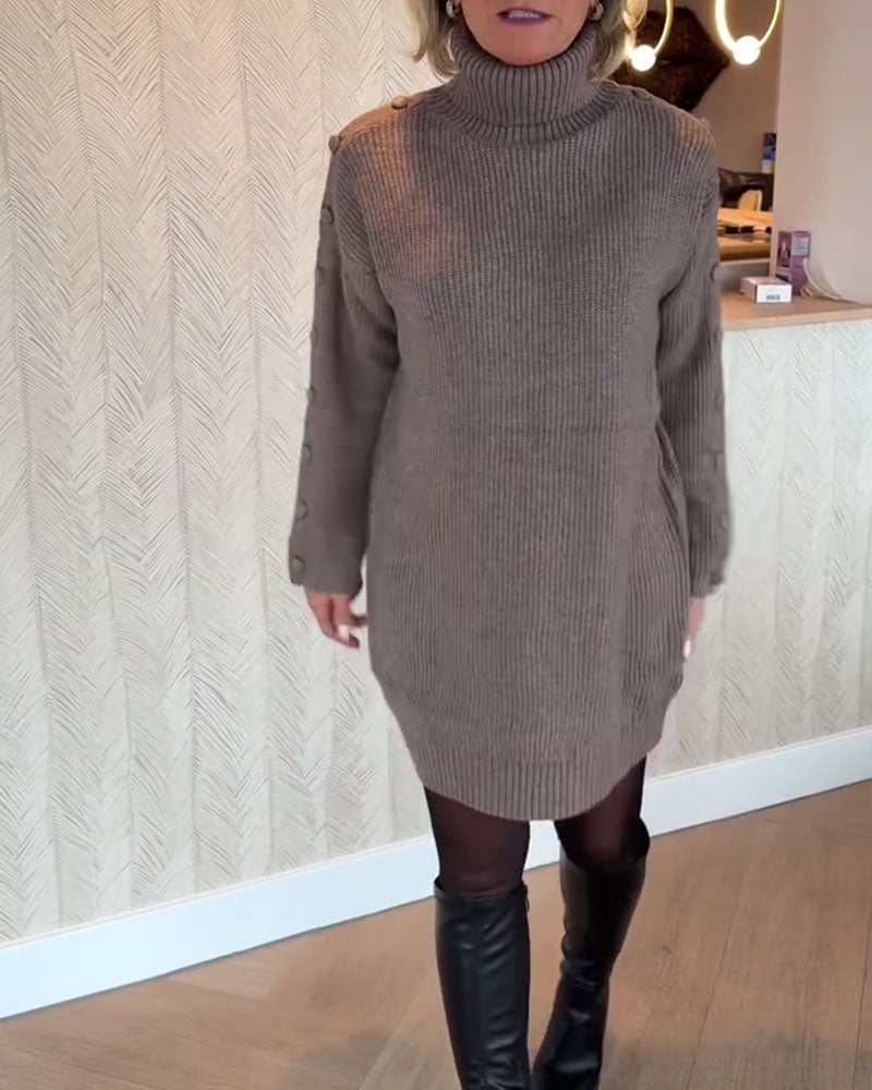 Strickkleid Damen Modern Knöpfe - IdealeKleiden