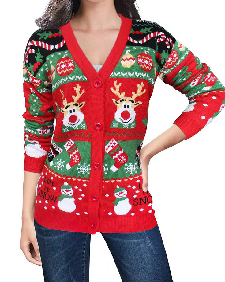 Cardigan de Noël Pull Tricoté Ample Femme