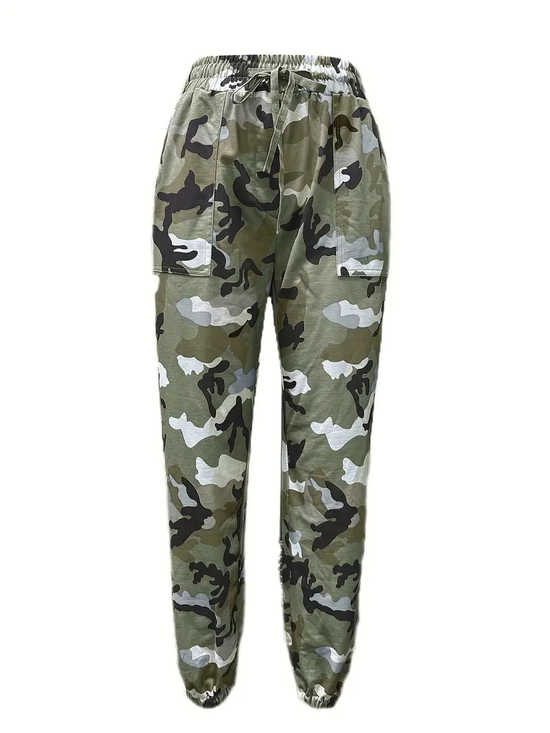 Pantalon de jogging camouflage printemps avec cordon de serrage
