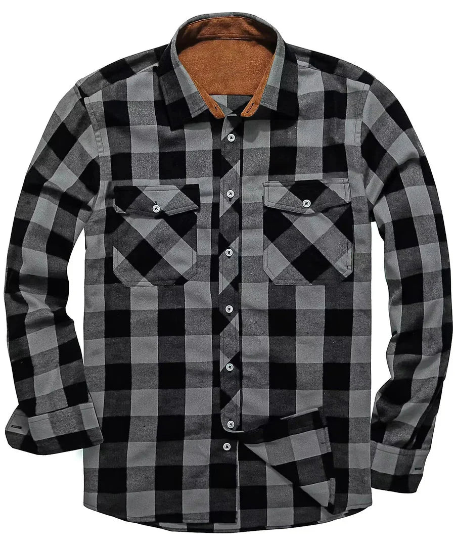 Chemise à carreaux en flanelle chaude pour homme