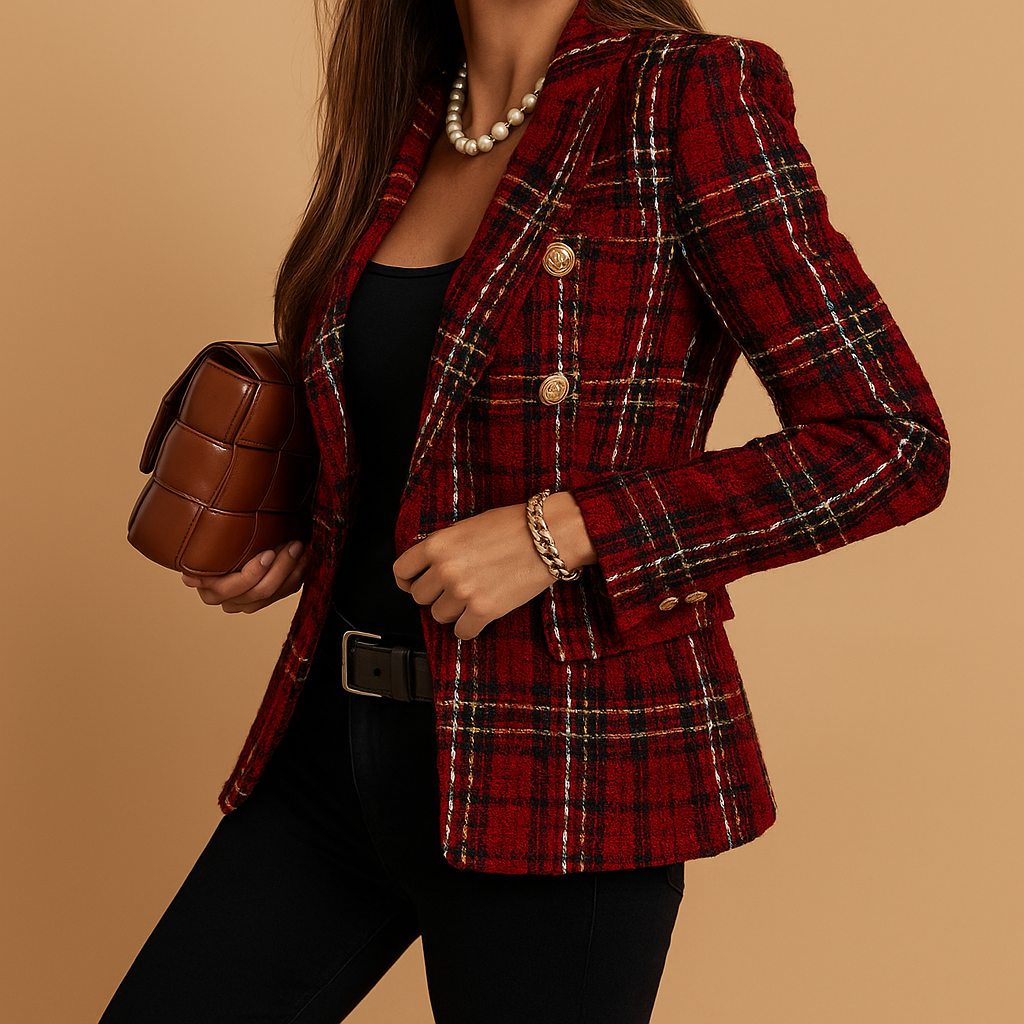Blazer croisé femme motif losanges Élégance