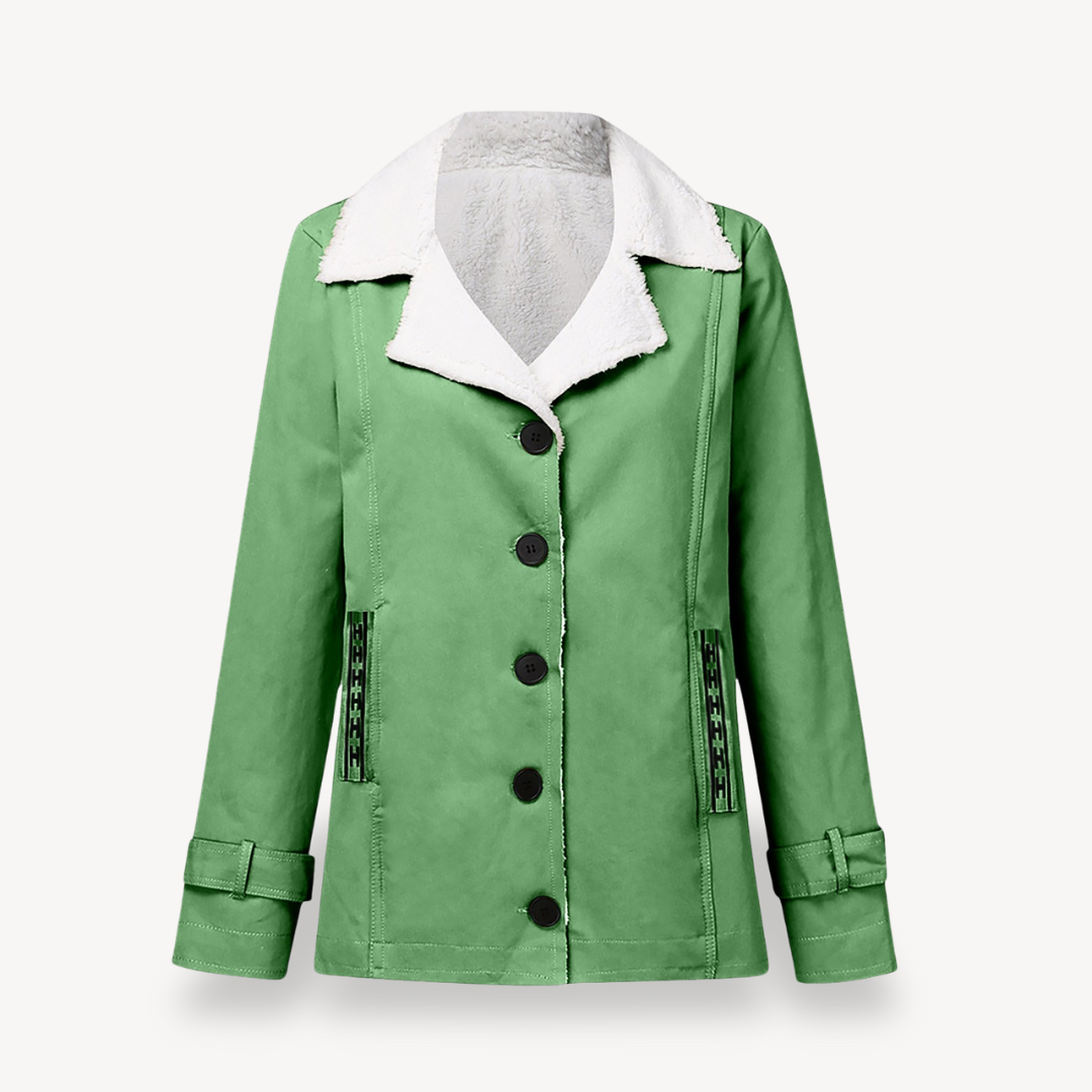 Manteau d'hiver femme doublé polaire boutons