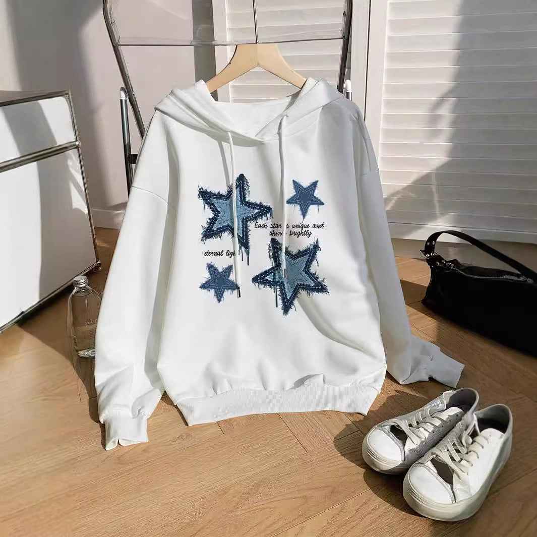 Sweat à capuche femme motif étoiles tendance
