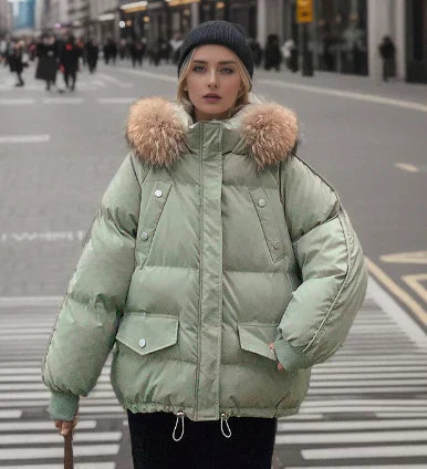 Manteau d'hiver femme à capuche en fausse fourrure