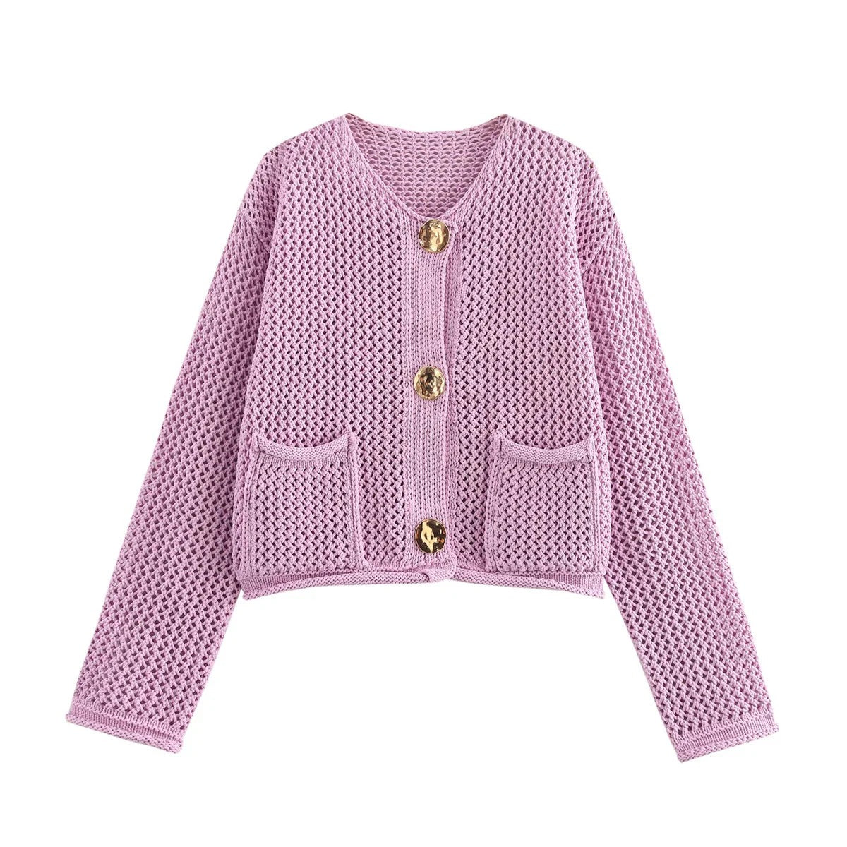 Gilet d'automne femme boutons dorés