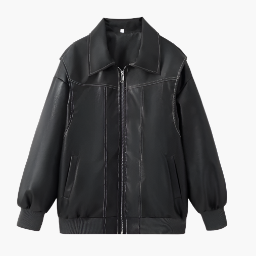 Bomber à la mode oversized en similicuir veste tendance streetwear