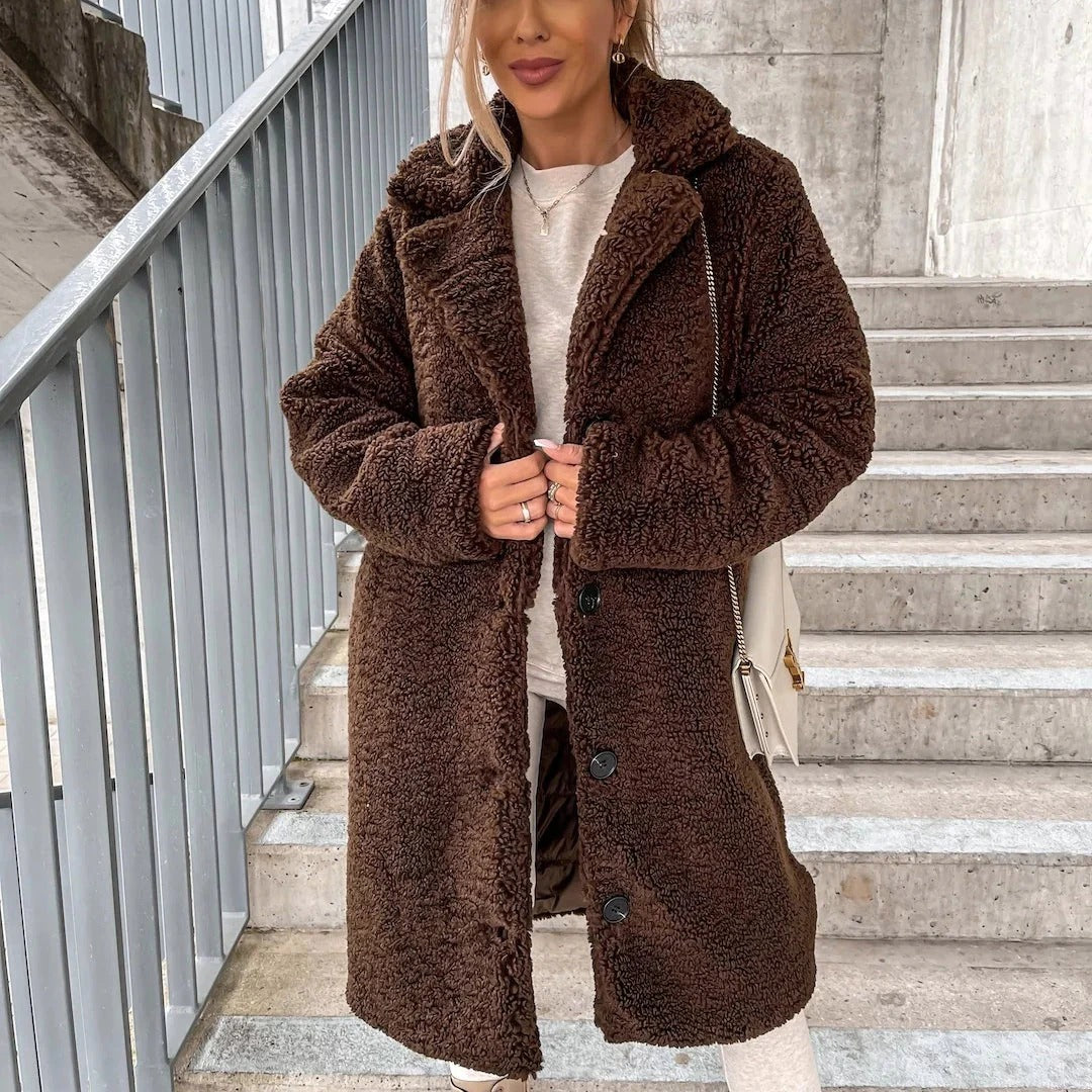 Manteau oversize long en fausse fourrure douce