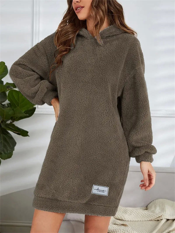 Robe sweat Teddy oversize à capuche
