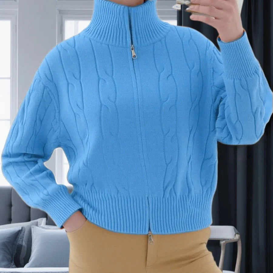 Robe femme Mélange de laine Coupe décontractée Col montant Fermeture éclair