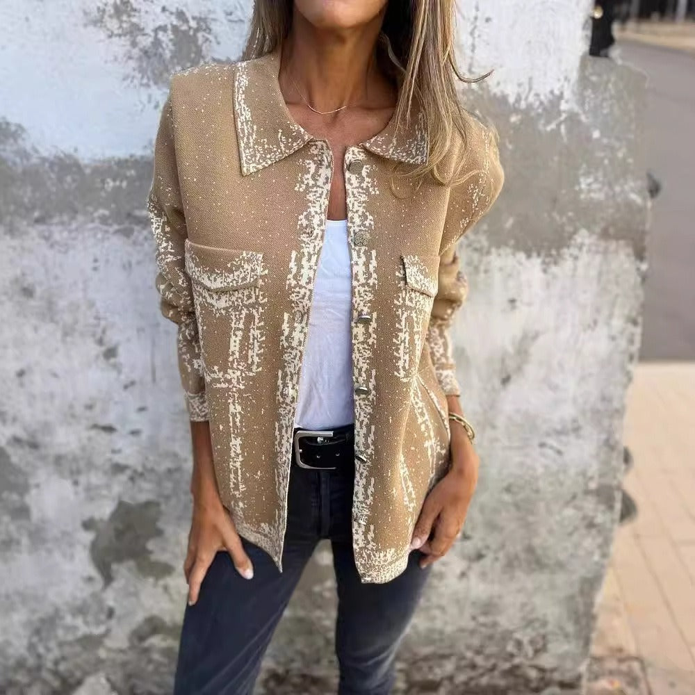 Robe en maille mélange de laine Coupe décontractée Boutons métalliques